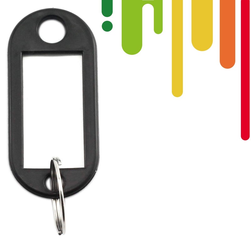 Lind Kitchen 40pcs Black Key Ring Label Tags Plastic Keys Holder and Identifier Name Number Address Information Label Card for Keys ID 5x2.2cm - Image 2